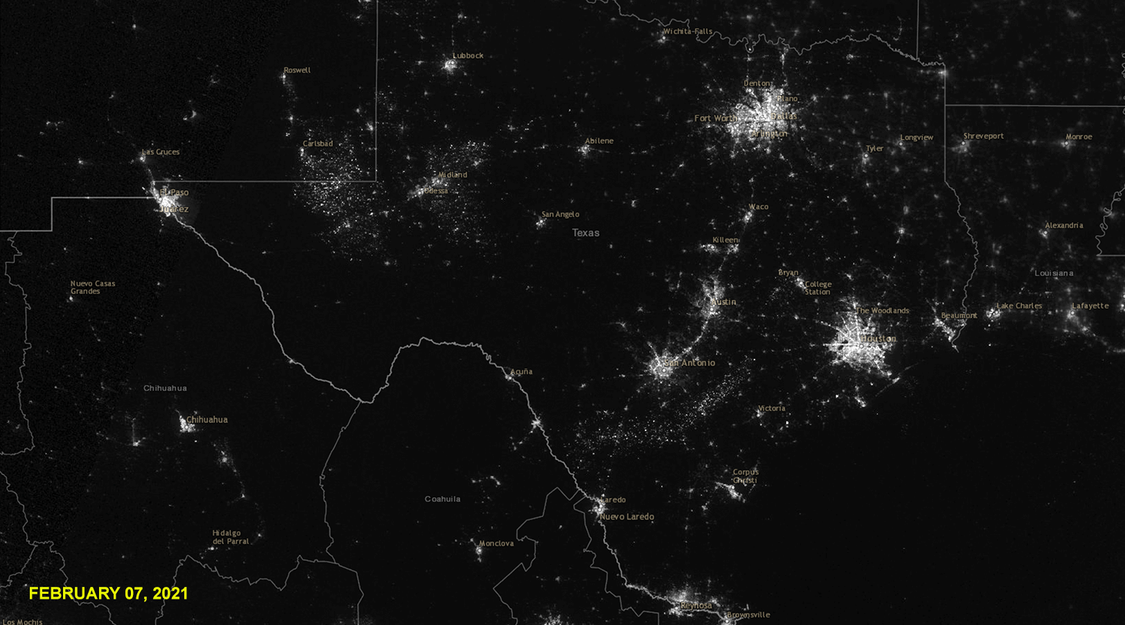 GIF of Texas Power Outages