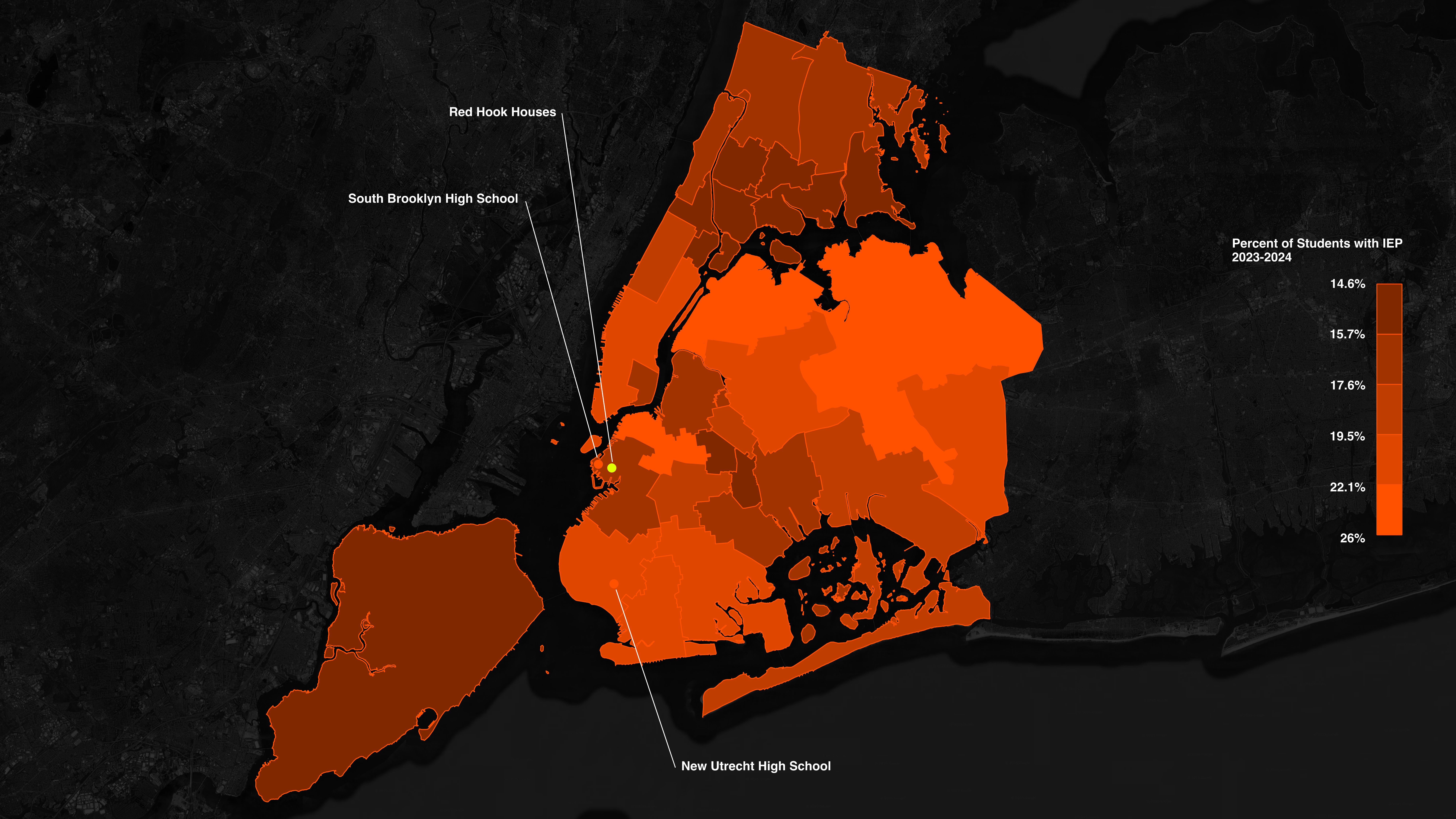 Figure 1. Percentage of Students with an IEP in 2023-2024 (per New York City School District)