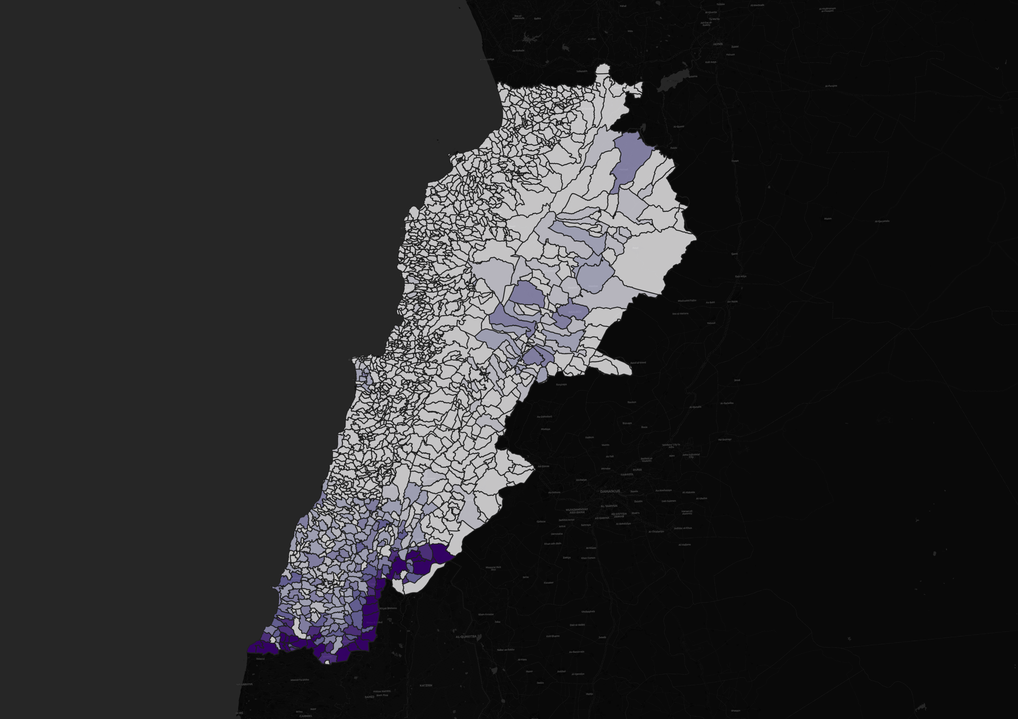 Choropleth map of attacks by district