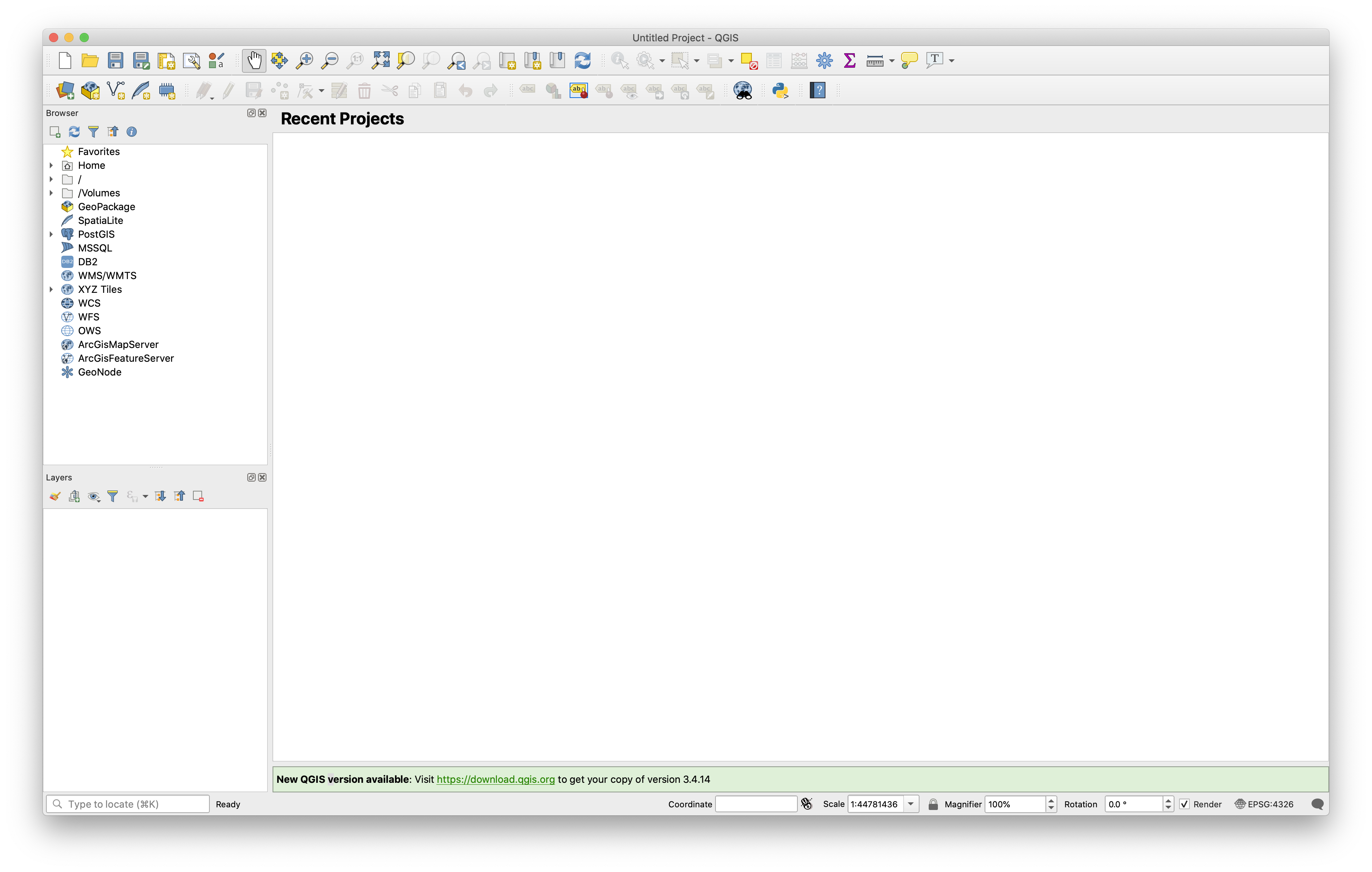 qgis blank screen on first open