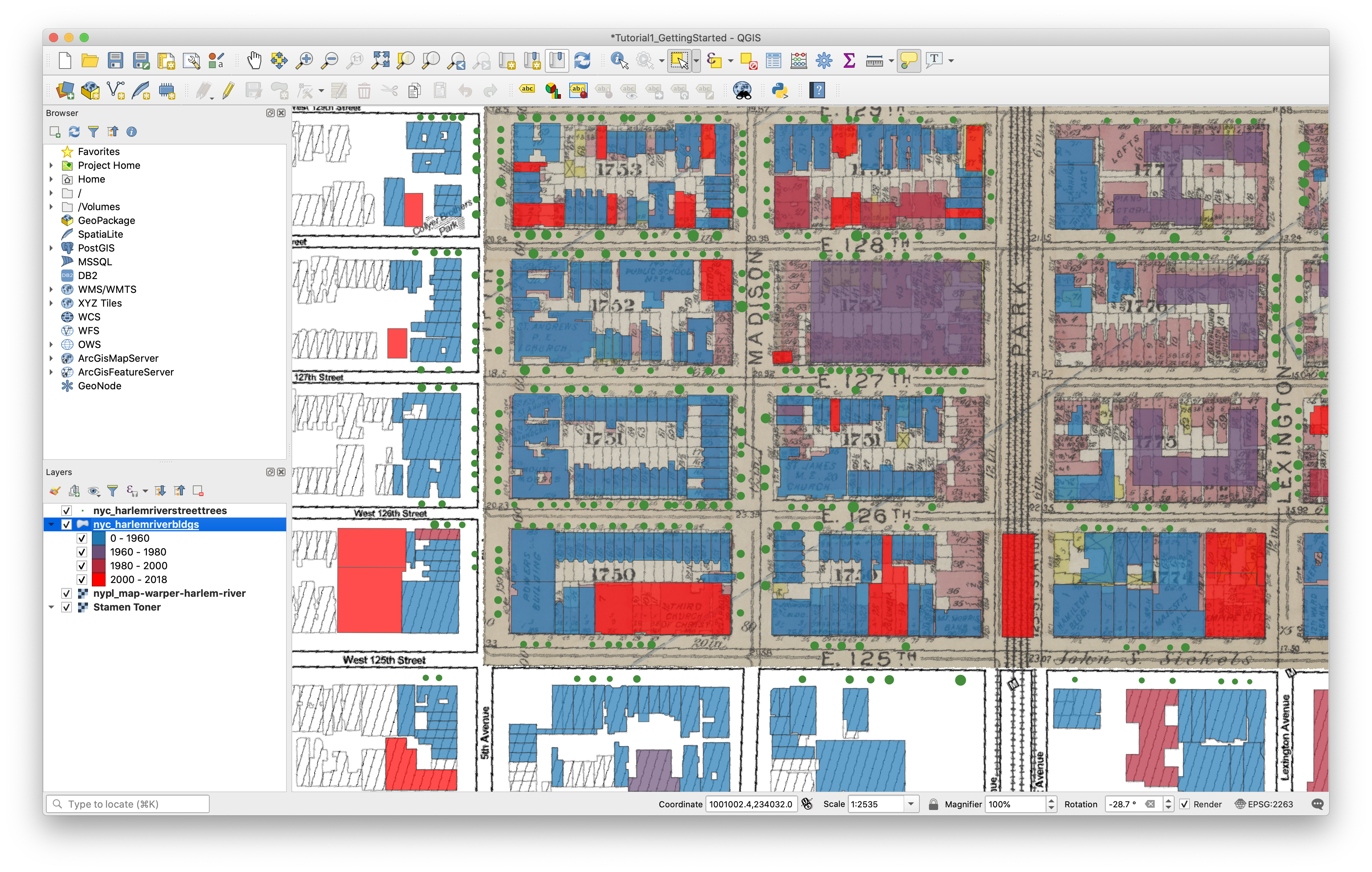 map layers with graduated building symbology