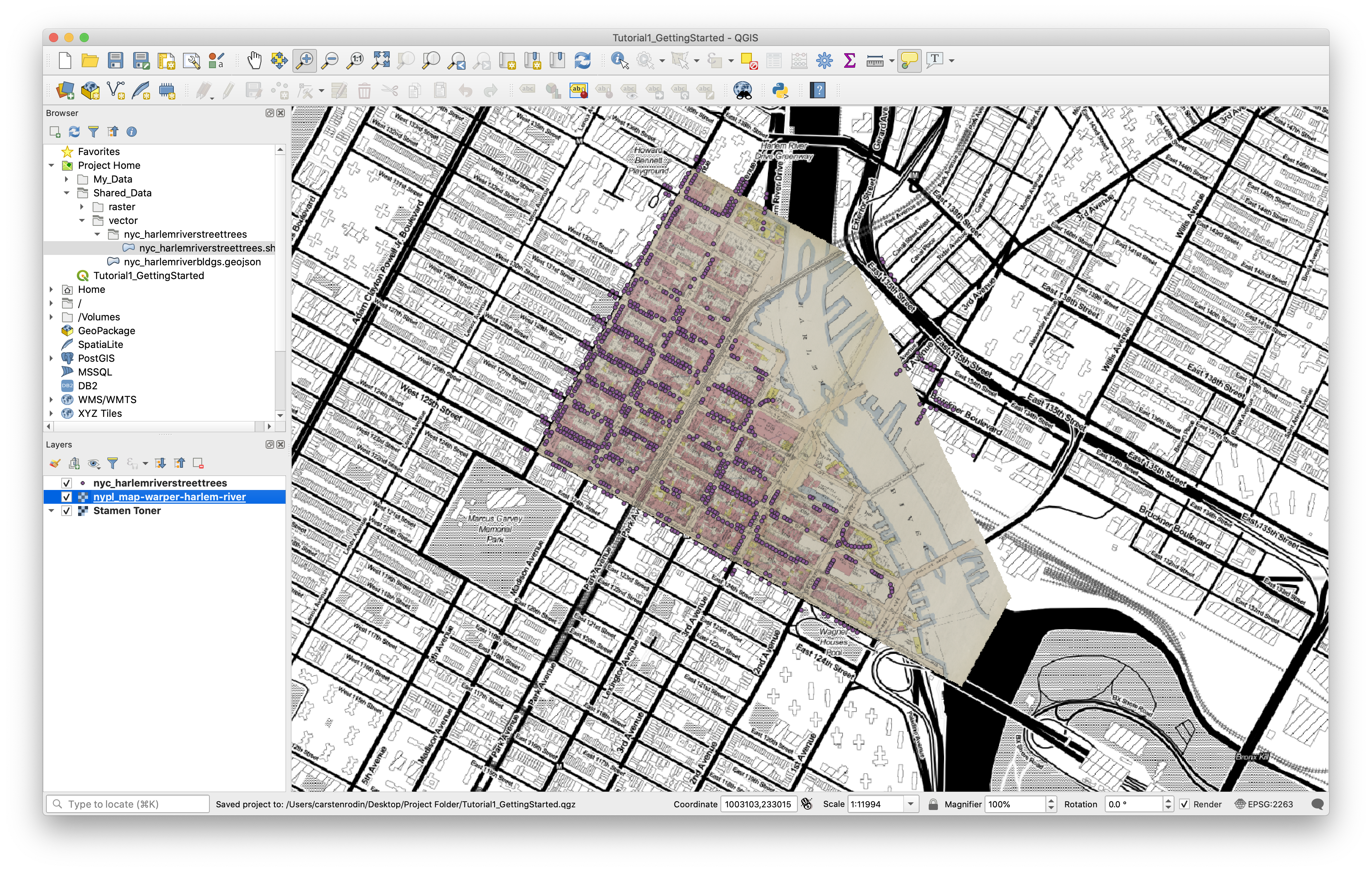 shapefile added to qgis