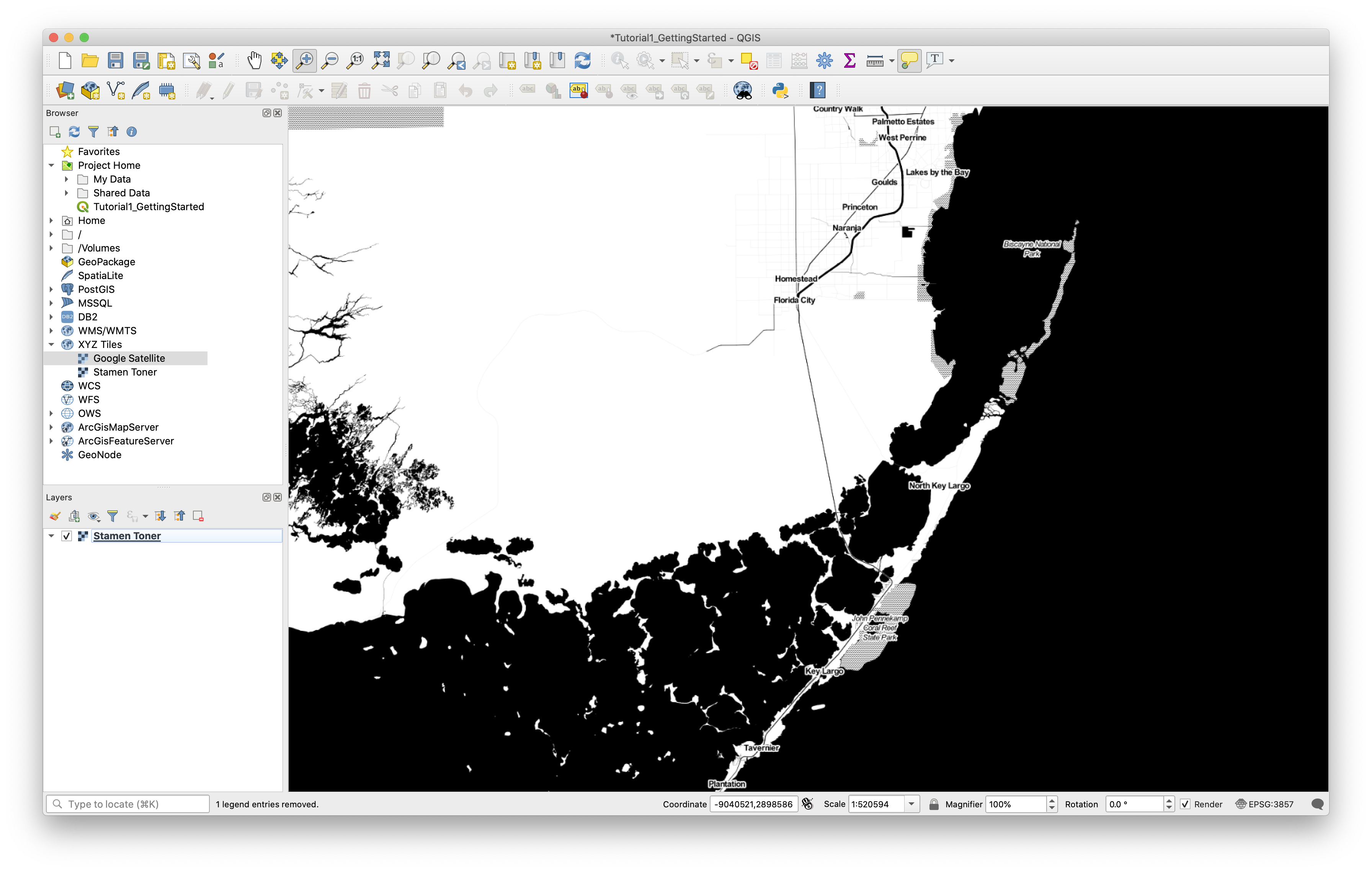qgis view with data from tileserver