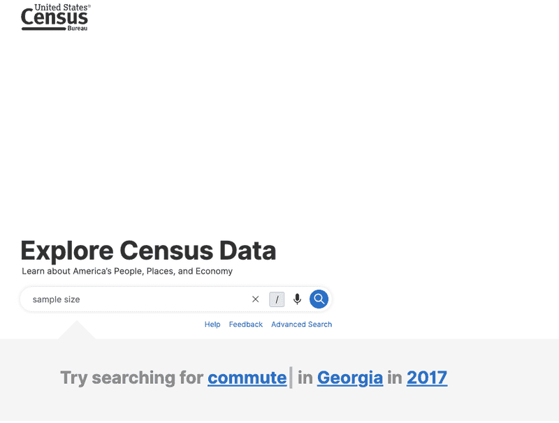 Homepage of the census site