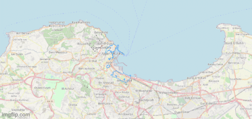 Animated GIF of Ali's places throughout the novel